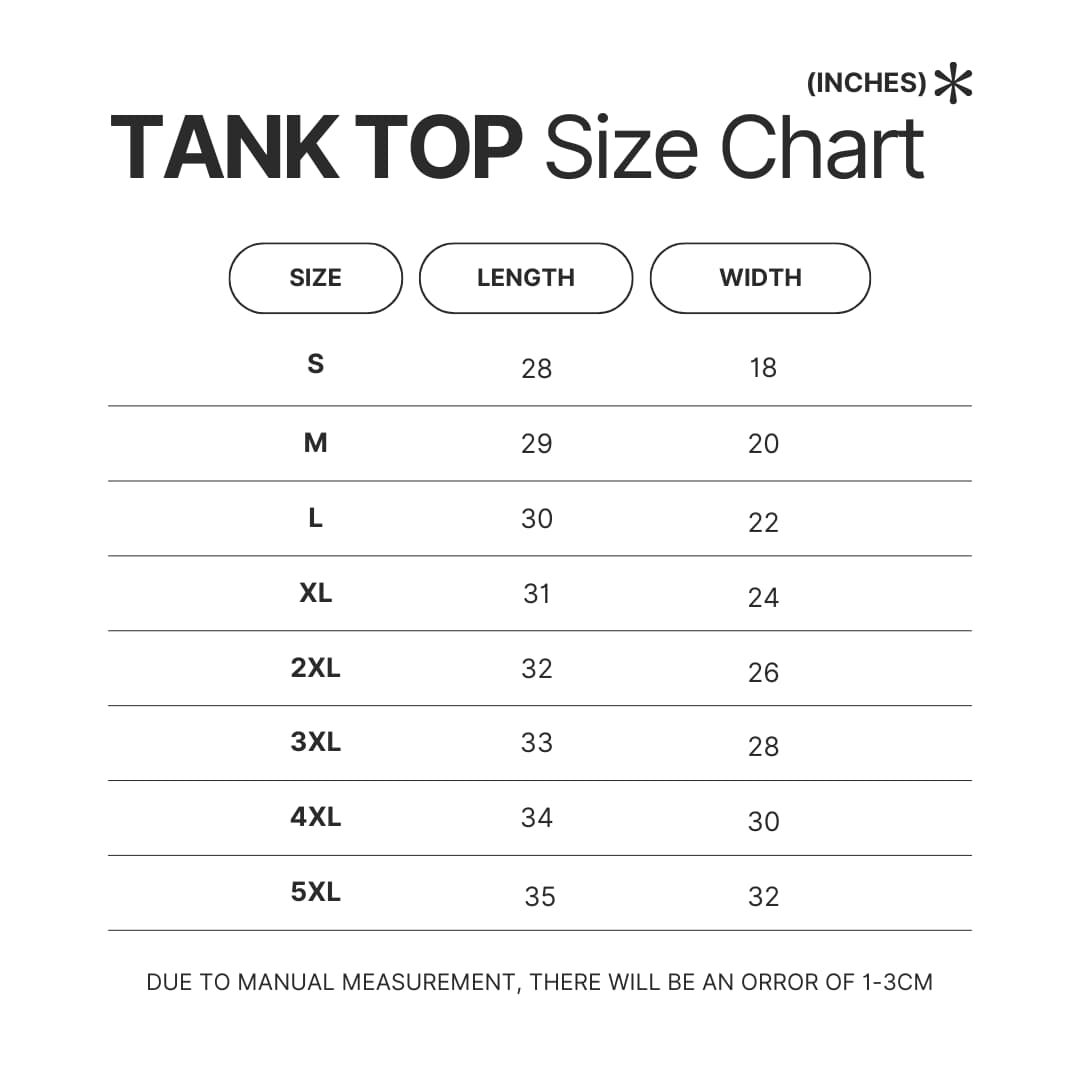Tank Top Size Chart - Undead Unluck Store