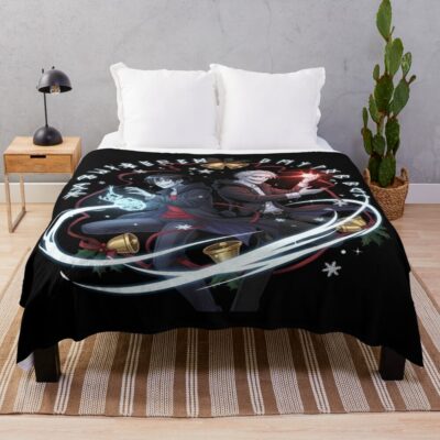 Zombie Christmas Undead Unluck Holiday Anime Style Fantasy Art Throw Blanket